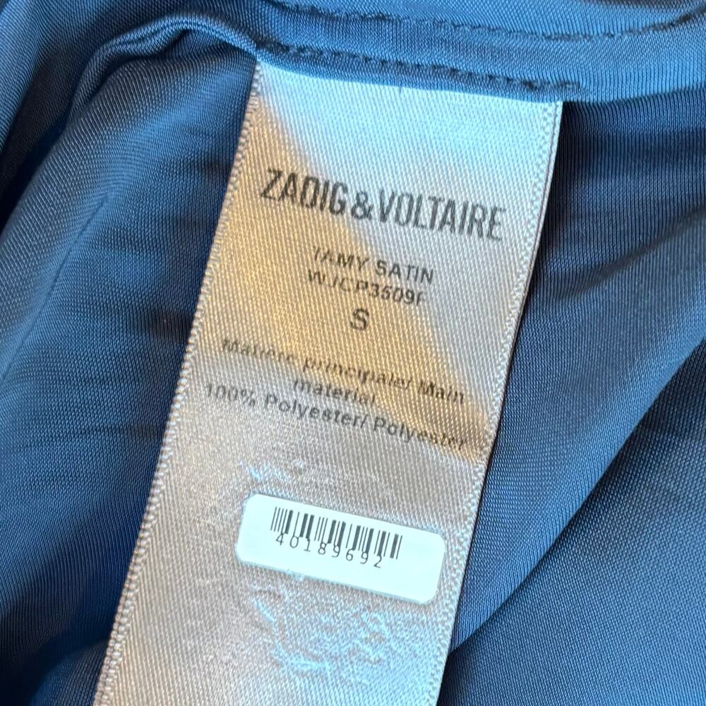 Zadig & Voltaire Tamy Satin Blouse Navy Oversized Quiet Lux Womens Size Small - Picture 5 of 10